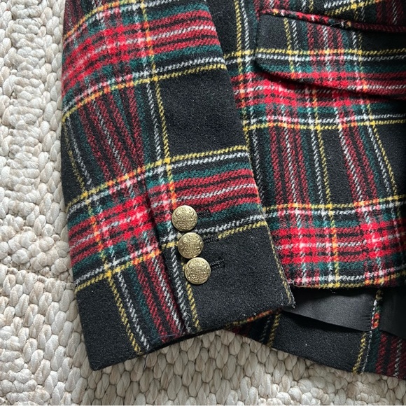 J.Crew Wool-blend schoolboy Blazer Black Tartan Plaid Size 0 Jacket J CREW - Picture 8 of 8